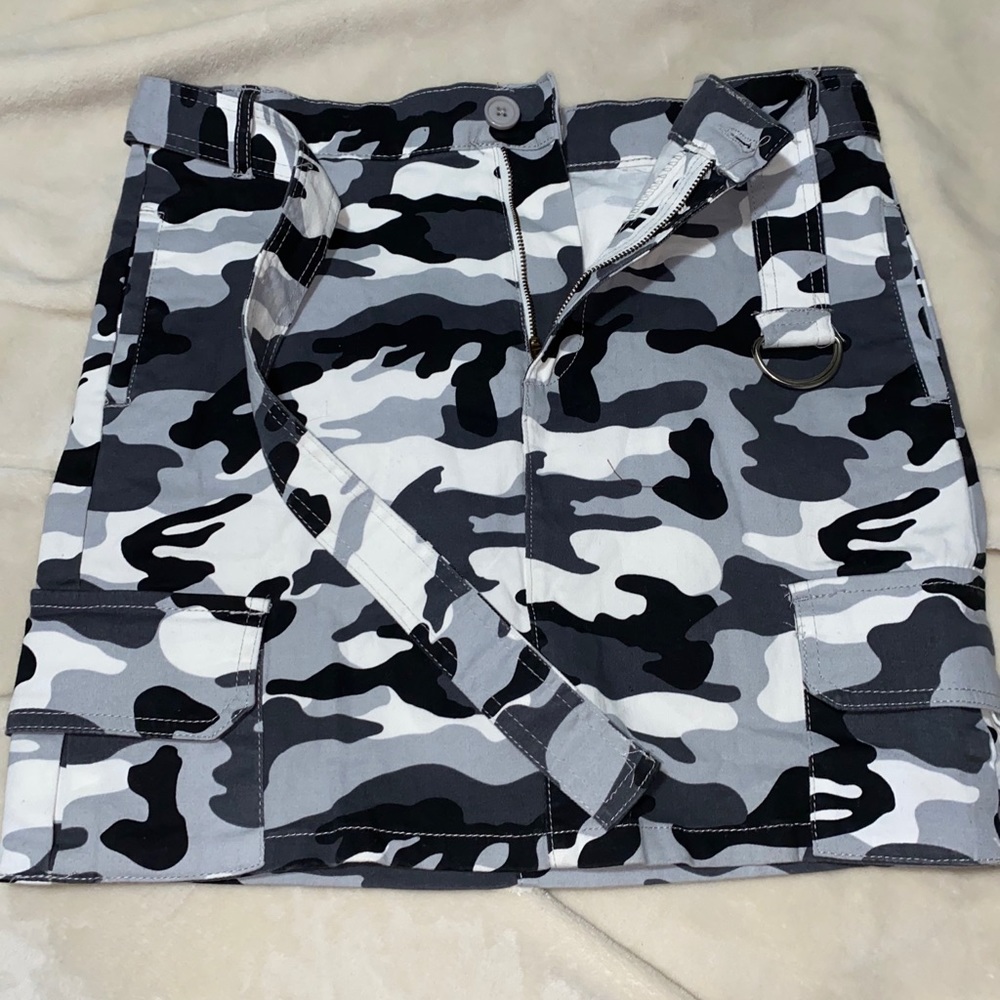 Black and White Camouflage Skirt